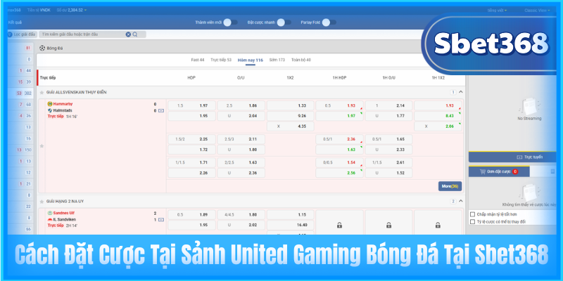 Cách Đặt Cược Tại Sảnh United Gaming Bóng Đá Tại Sbet368
