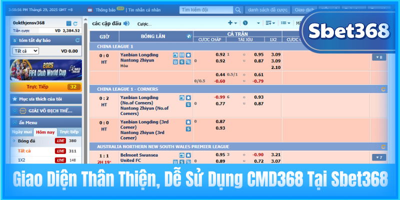 Giao Diện Thân Thiện, Dễ Sử Dụng CMD368 Tại Sbet368